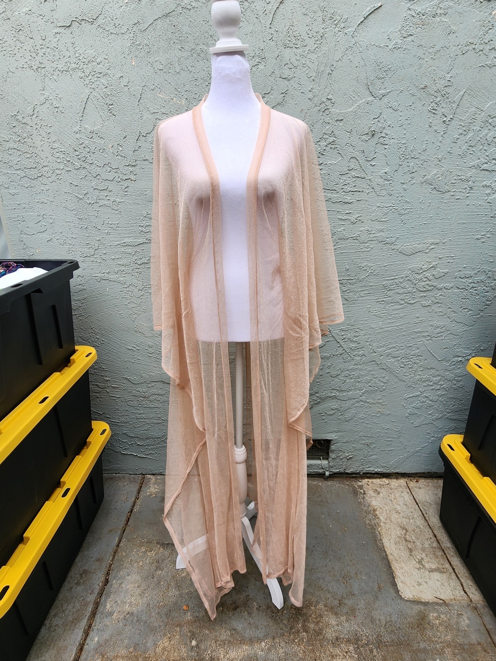 Sheer Long Maxi Kimono Cardigan Blush Pink Peach One Size